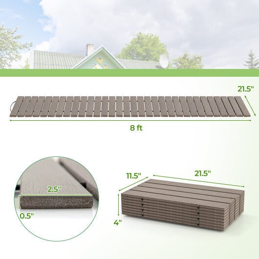 8 Ft Outdoor Garden Pathway Patio Roll Out Straight Walkways with Metal Wire Connection-M