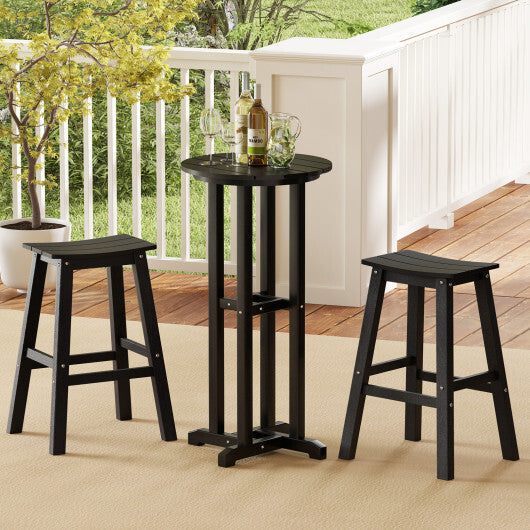 21.5 Inch Round Bar Table Patio HDPE Bar Height Dining Table with Slatted Tabletop-Brown