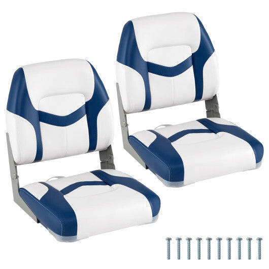 2-Pack Boat Seats with Fixing Bolts and Hinges-Black