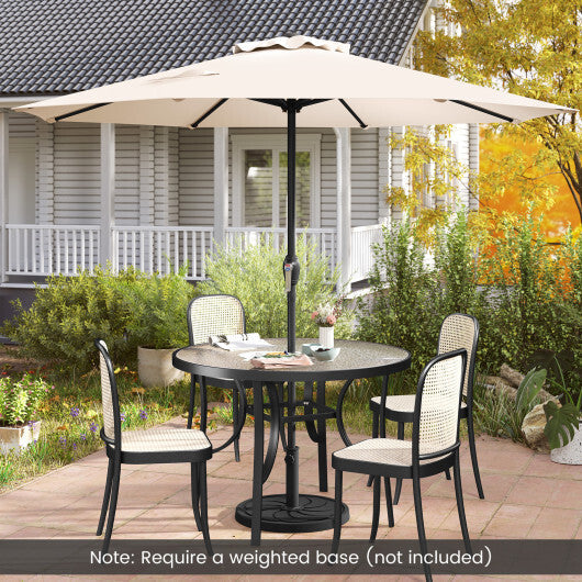 Outdoor Heavy Duty Market Umbrella with Crank Handle and 8 Sturdy Ribs-Beige