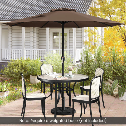 Outdoor Heavy Duty Market Umbrella with Crank Handle and 8 Sturdy Ribs-Beige