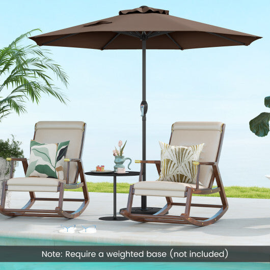 Outdoor Heavy Duty Market Umbrella with Crank Handle and 8 Sturdy Ribs-Beige