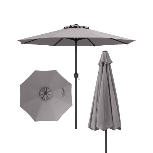 Outdoor Heavy Duty Market Umbrella with Crank Handle and 8 Sturdy Ribs-Beige