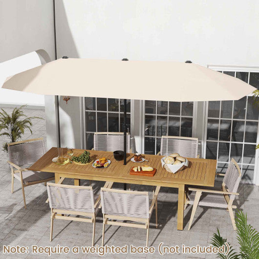 13 FT Large Patio Umbrella Outdoor Double-Sided Table Market Umbrella with Crank Handle-Coffee