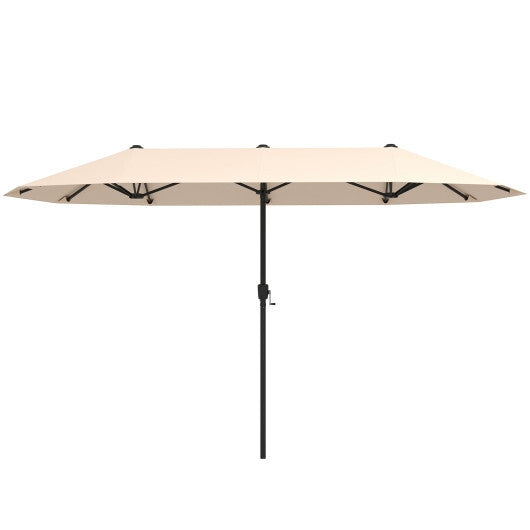 13 FT Large Patio Umbrella Outdoor Double-Sided Table Market Umbrella with Crank Handle-Coffee