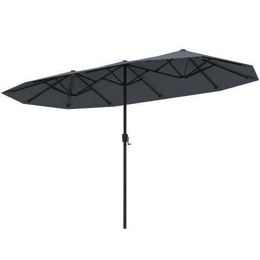 13 FT Large Patio Umbrella Outdoor Double-Sided Table Market Umbrella with Crank Handle-Coffee