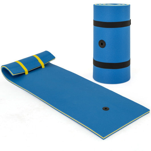 7 Inches x 2 Inches Water Mat with Safety Tether and Pillow Design for Lake and Pool-Blue