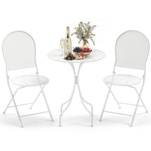 3 Pieces Patio Bistro Set Outdoor Conversation Furniture Table and Folding Chair