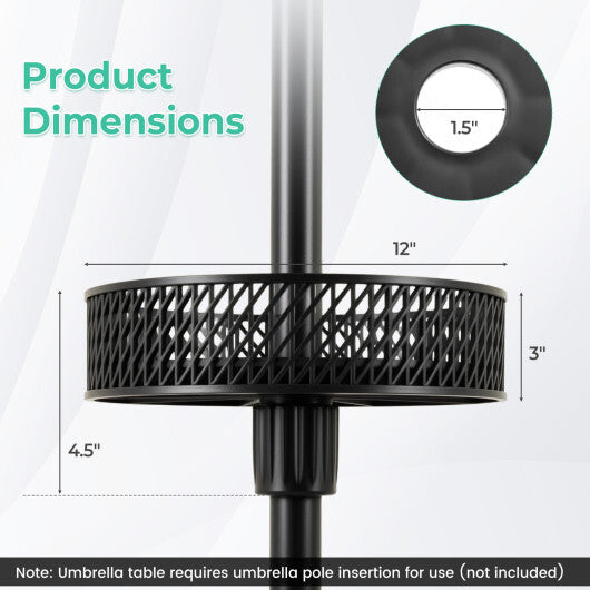 $37 Only! Adjustable Patio Umbrella Table Tray with Storage and Umbrella Poles