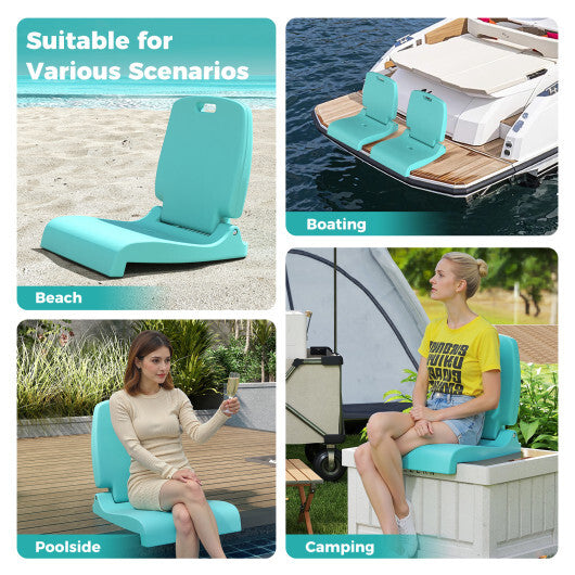 Foldable Outdoor Pool Chair with Handle and Back Support-Blue