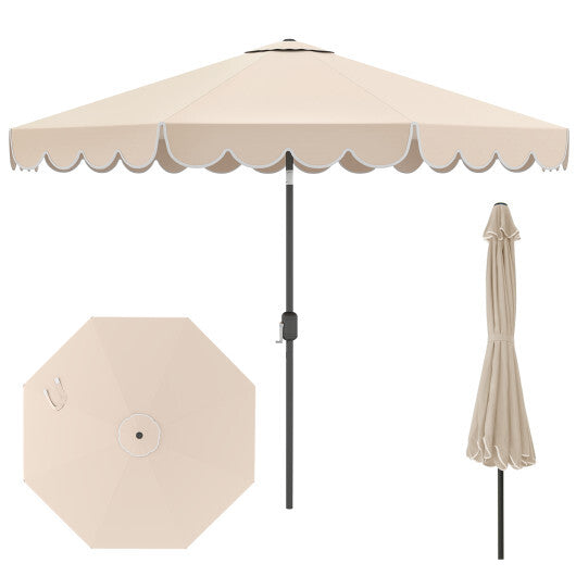 10 Feet Patio Umbrella Outdoor Market Umbrella with Crank Tilt Adjustment-Brown