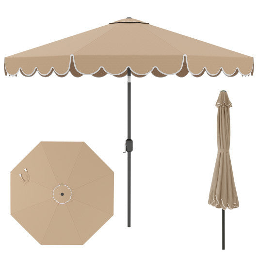 10 Feet Patio Umbrella Outdoor Market Umbrella with Crank Tilt Adjustment-Brown