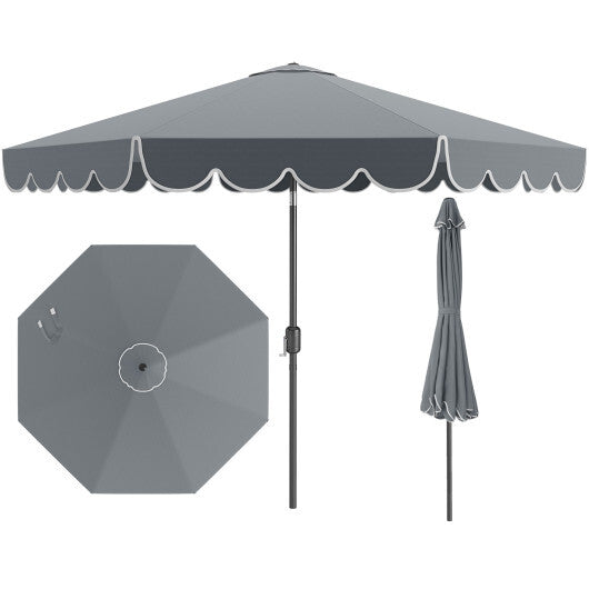 10 Feet Patio Umbrella Outdoor Market Umbrella with Crank Tilt Adjustment-Brown