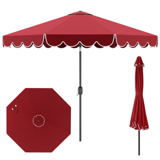 10 Feet Patio Umbrella Outdoor Market Umbrella with Crank Tilt Adjustment-Brown