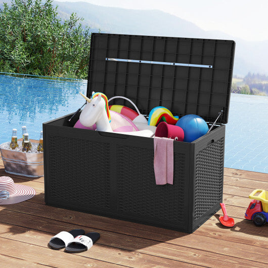 100 Gallon Resin Deck Box Outdoor Waterproof Storage Bench-Brown