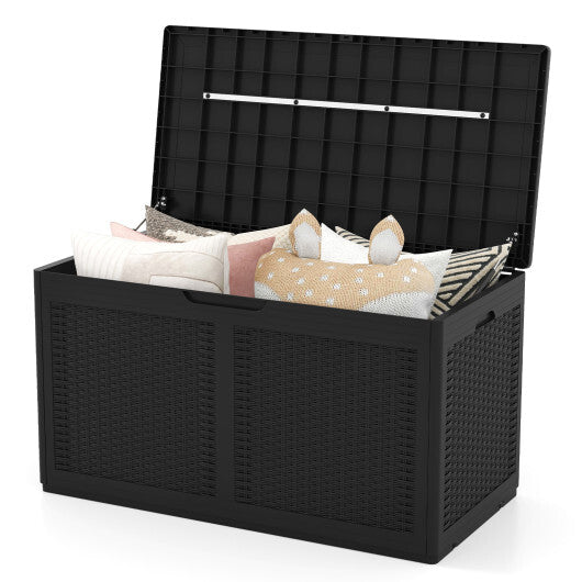 100 Gallon Resin Deck Box Outdoor Waterproof Storage Bench-Brown