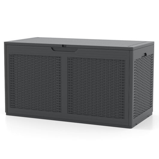 100 Gallon Resin Deck Box Outdoor Waterproof Storage Bench-Brown