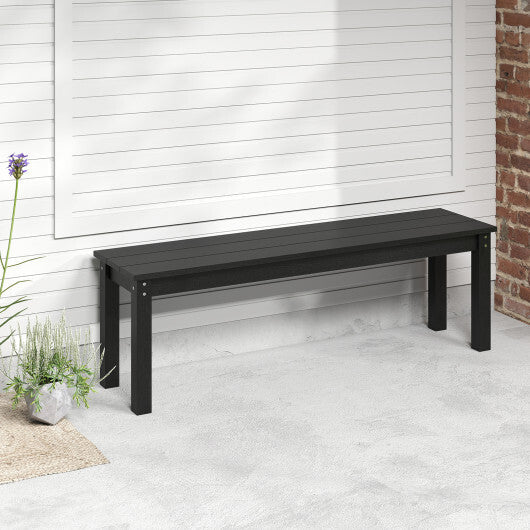 55" HDPE Outdoor Bench 2-3 People Weatherproof Backless Patio Garden Bench-Gray