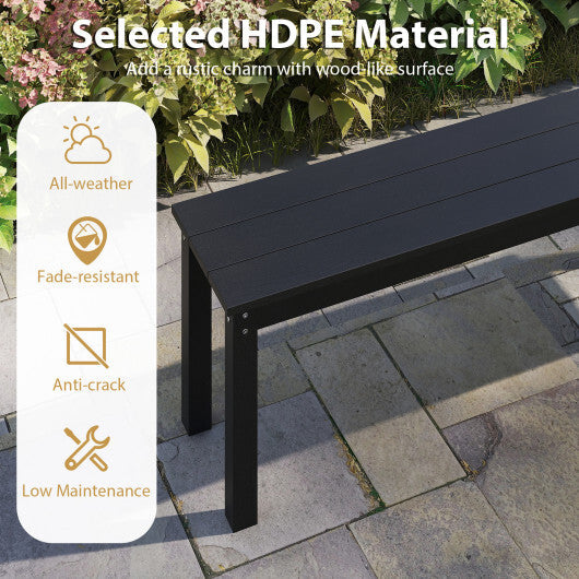55" HDPE Outdoor Bench 2-3 People Weatherproof Backless Patio Garden Bench-Gray