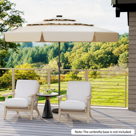 10 Feet Solar Patio Umbrella with 3-Tier Vented Top-Gray