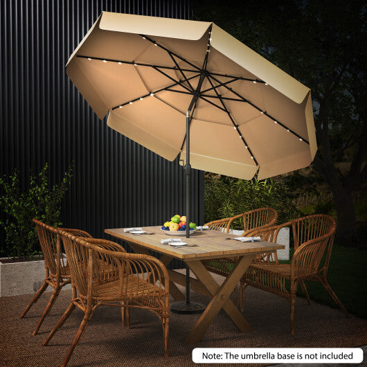 10 Feet Solar Patio Umbrella with 3-Tier Vented Top-Gray