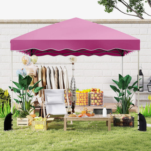 Foldable 10 X 10 Feet Pop up Canopy Tent with Wheeled Bag-White