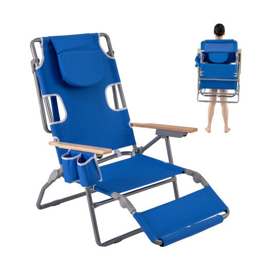 3-IN-1 Foldable Beach Chair with Footrest and Adjustable Backrest-Pink