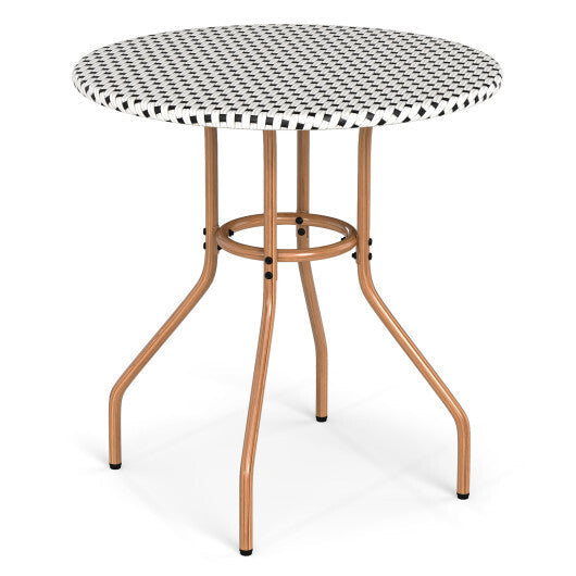 27.5 inch Outdoor Bistro Table with Heavy Duty Metal Frame and Adjustable Foot Pads-white