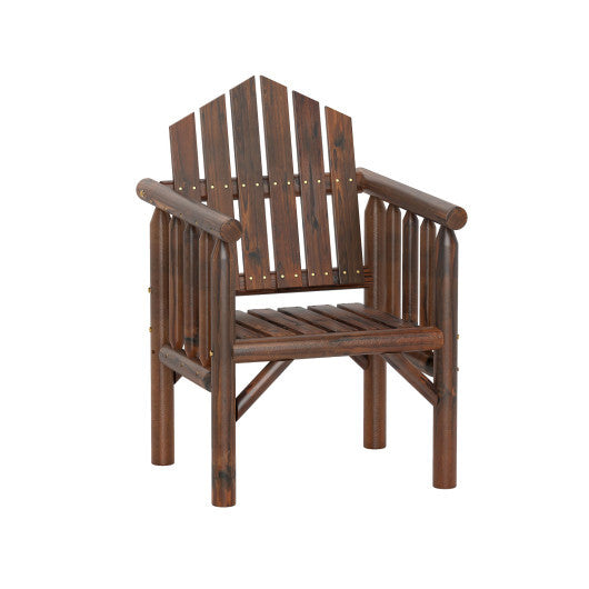 Outdoor Wood Armchair Wooden Patio Dining Chair with Armrests-Natural