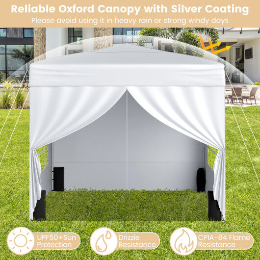 10 X 10 FT Pop up Canopy Tent Outdoor Patio Commercial Sunshade Shelter with 4 Sidewalls-Gray