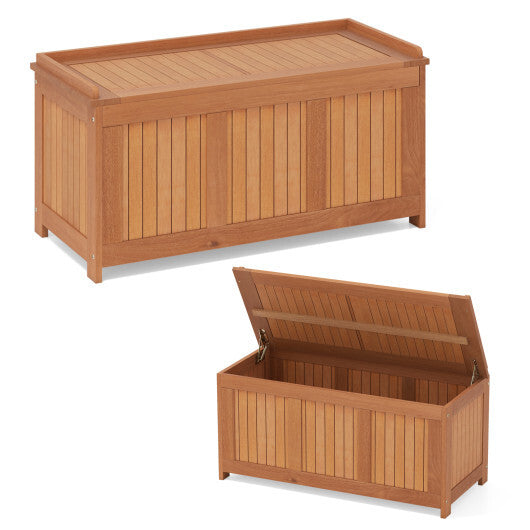 58 Gallon 3-in-1 Patio Wood Deck Box with Flip Top for Cushions