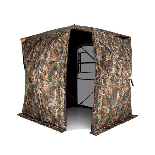 3-4 Person Hunting Blind 270 See-Through Pop-up Ground Blind with Full-Open Swing Door