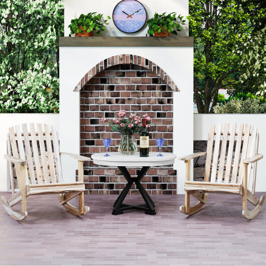 Adirondack Rocking Chair with Slatted Seat and High Fanned Back-Natural