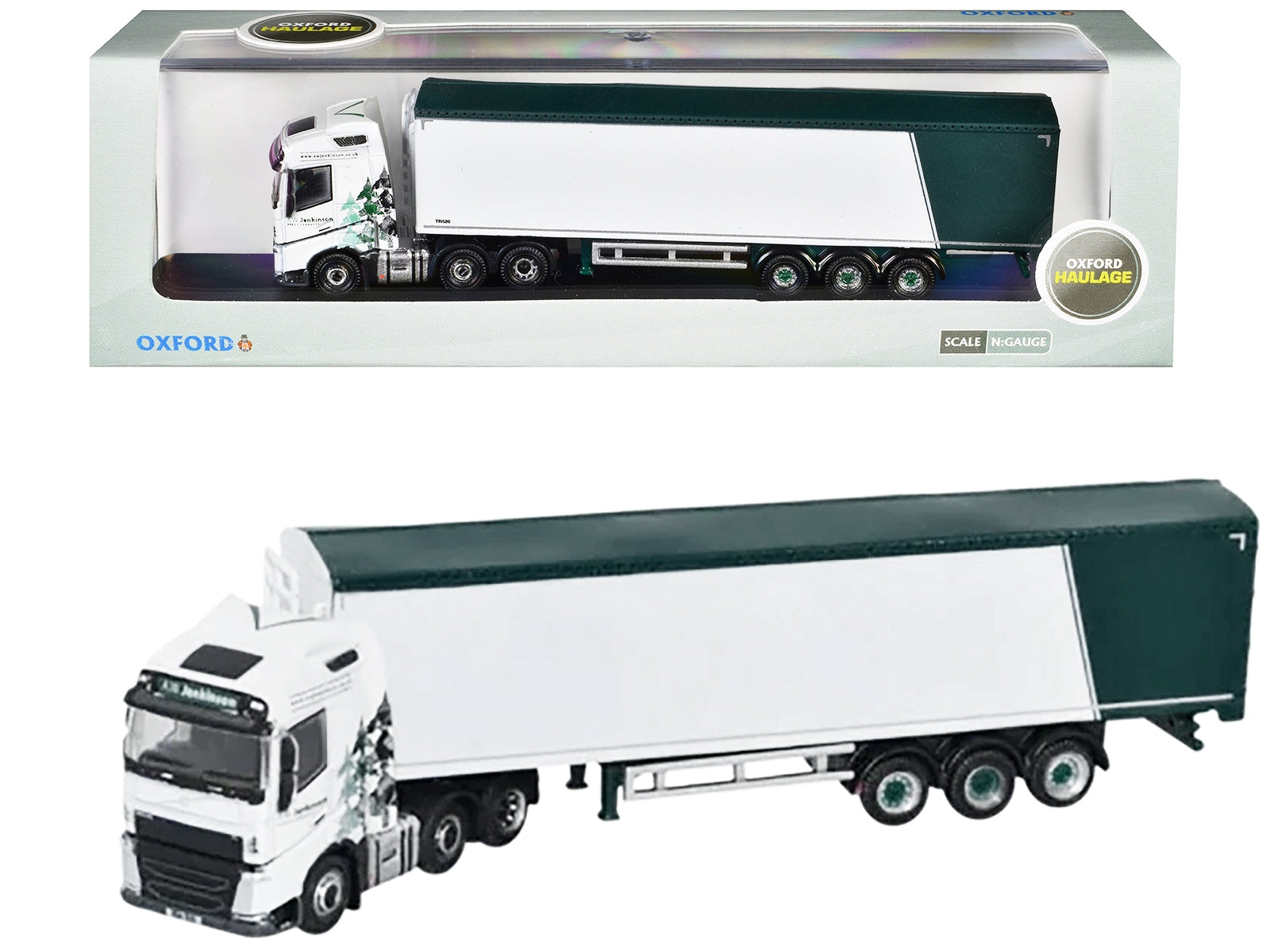 Volvo FH4 Truck RHD (Right Hand Drive) with Walking Floor Trailer "AW Jenkinson" White with Graphics 1/148 (N) Scale Diecast Model Car by Oxford Diecast
