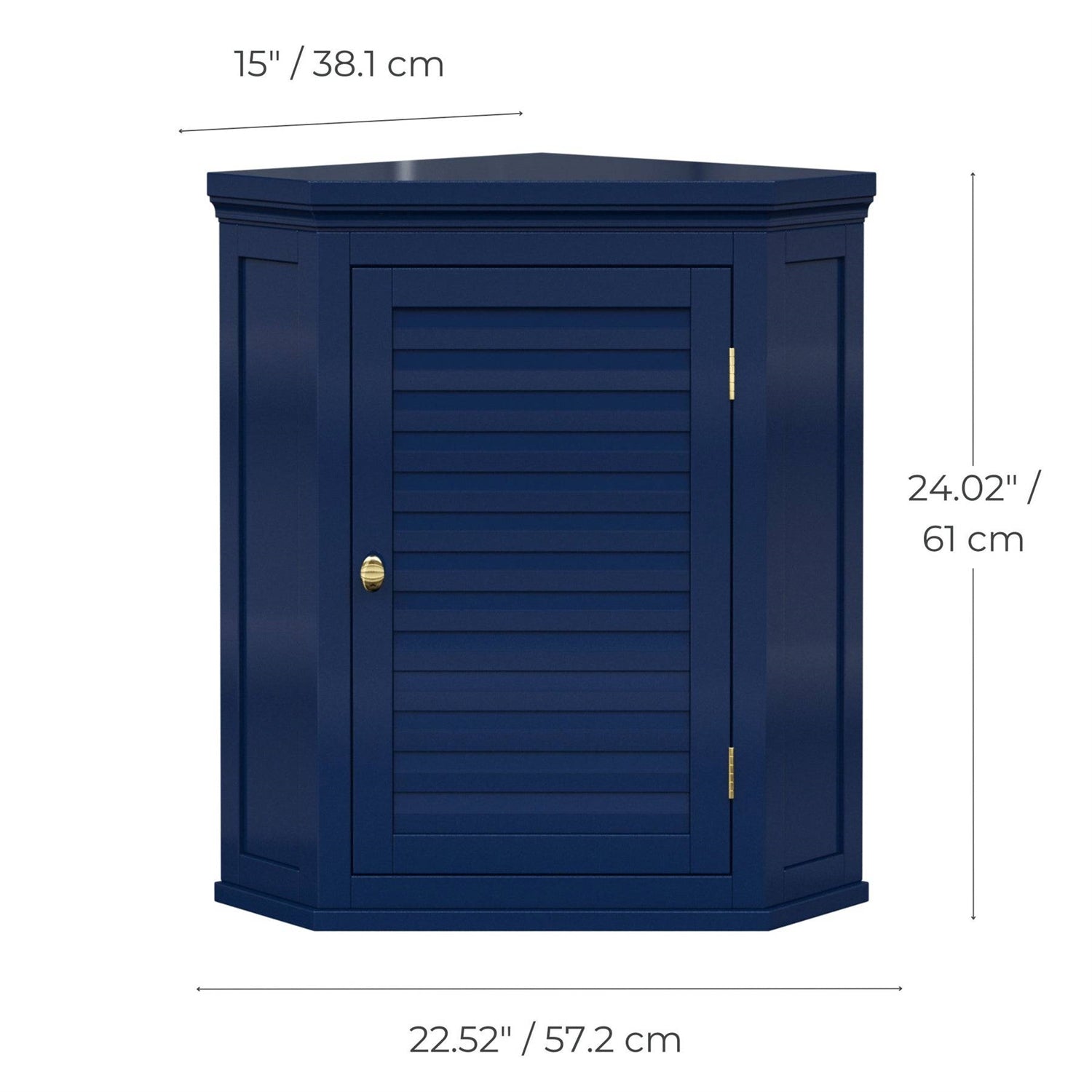 Navy Wall Mounted Corner 1-Door Louvered Bathroom Wall Cabinet
