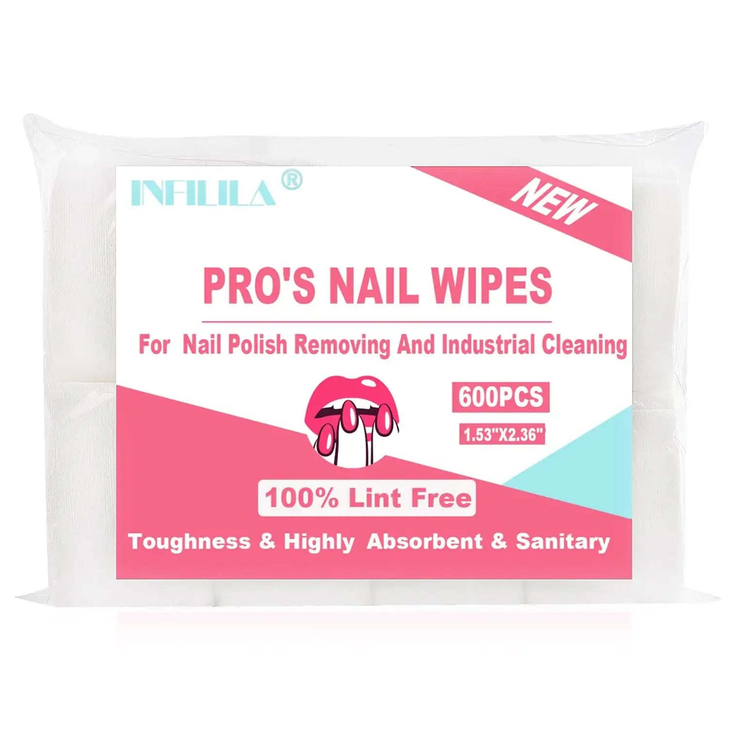 NXJ Infilila Lint Free Nail Wipes - Professional Gel Nail Polish Remover Pack of 600
