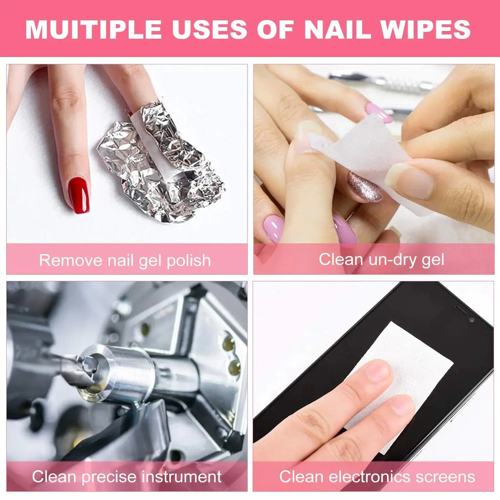NXJ Infilila Lint Free Nail Wipes - Professional Gel Nail Polish Remover Pack of 600