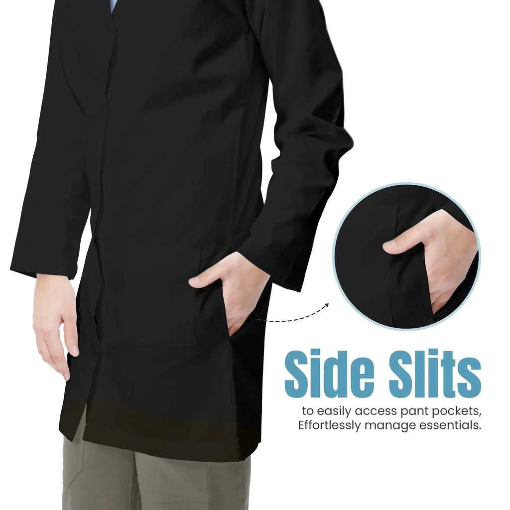 NY Threads Professional Lab Coat for Men Long Sleeve Poly Cotton Medical Coat X-Small (Pack of 1) Black