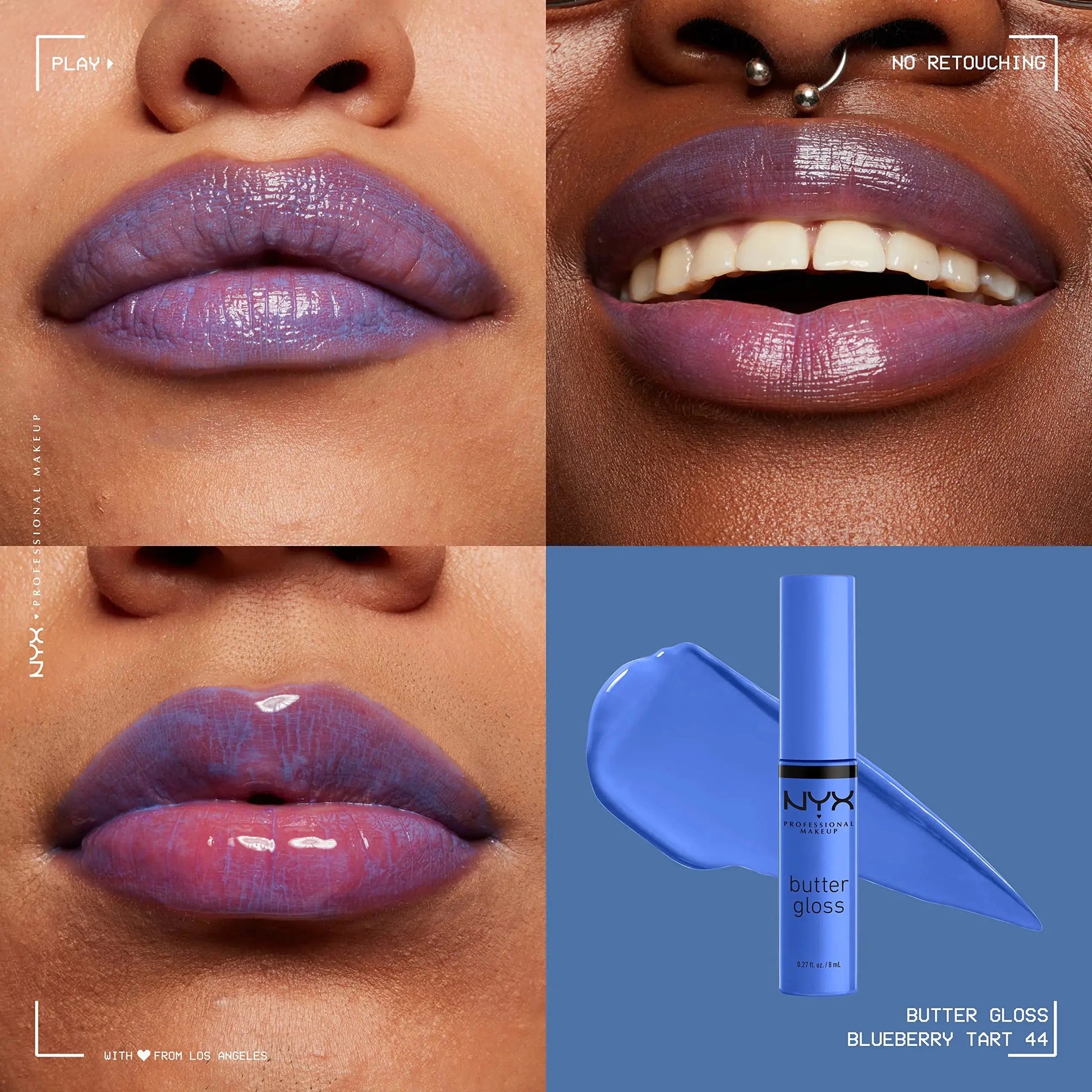 NYX PROFESSIONAL MAKEUP Butter Gloss, Non-Sticky Lip Gloss - Blueberry Tart