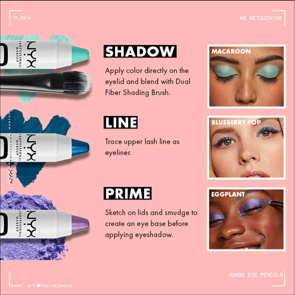 NYX PROFESSIONAL MAKEUP Jumbo Eye Pencil, Blendable Eyeshadow Stick & Eyeliner Pencil