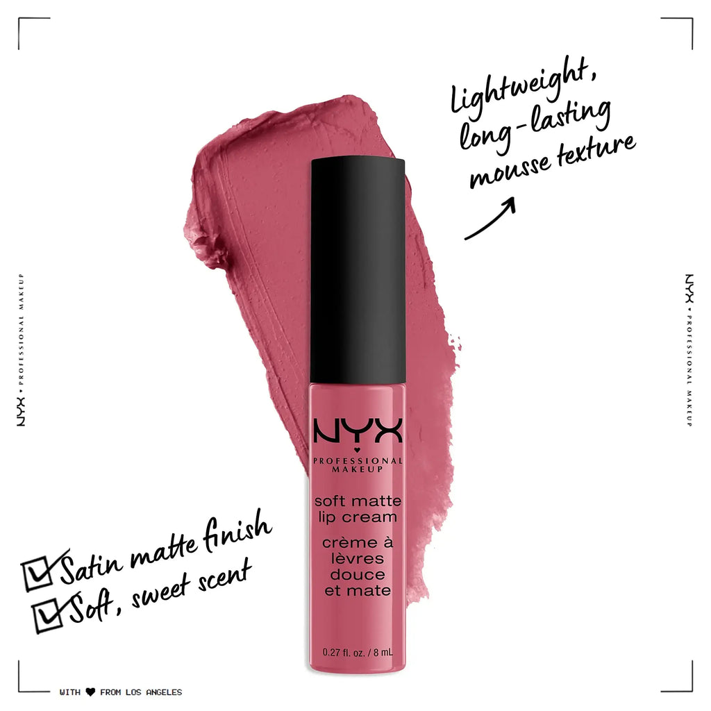 NYX PROFESSIONAL MAKEUP Soft Matte Lip Cream, Lightweight Liquid Lipstick - Montreal (Mauvey Pink) 0.27 Fl Oz