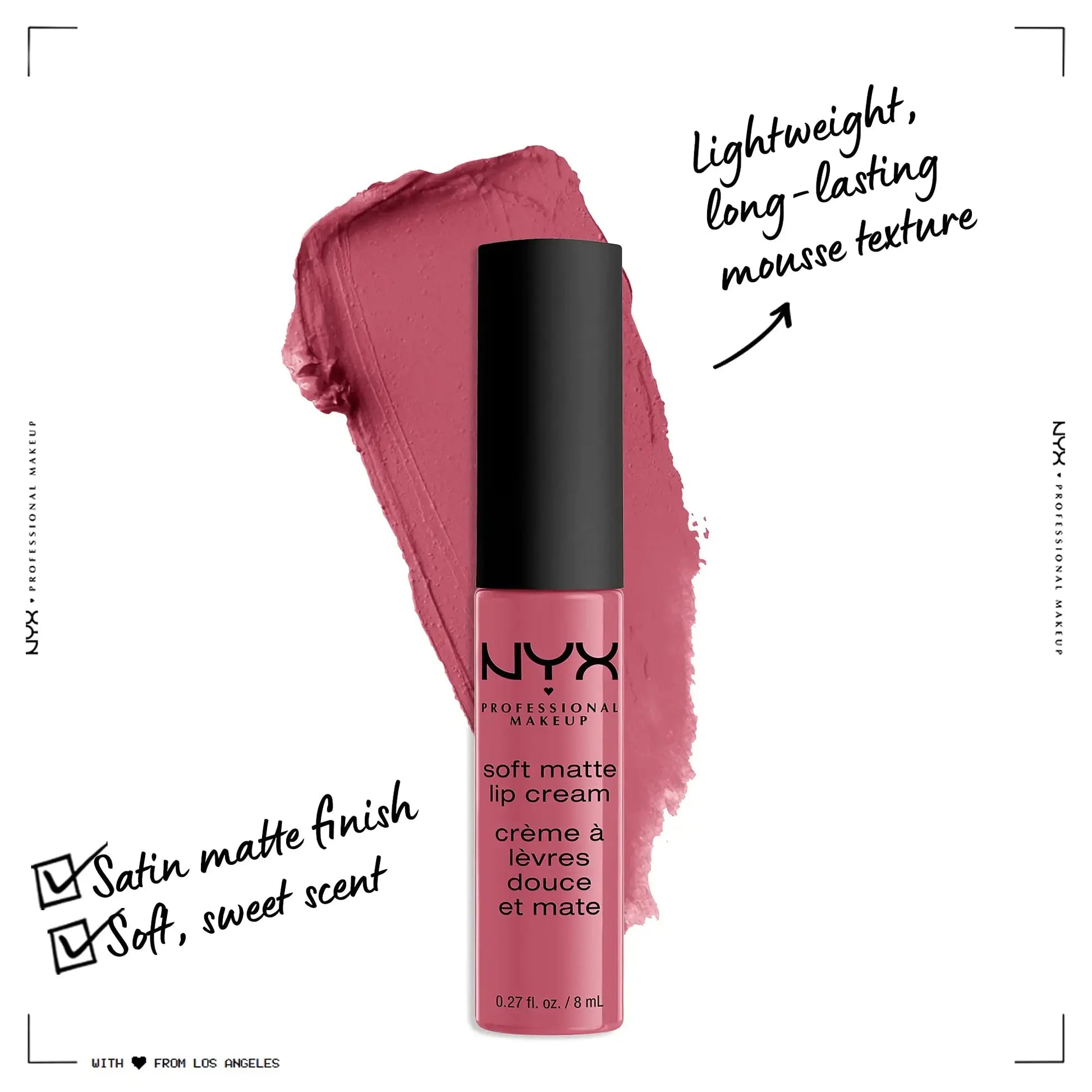 NYX PROFESSIONAL MAKEUP Soft Matte Lip Cream, Lightweight Liquid Lipstick - Montreal (Mauvey Pink) 0.27 Fl Oz