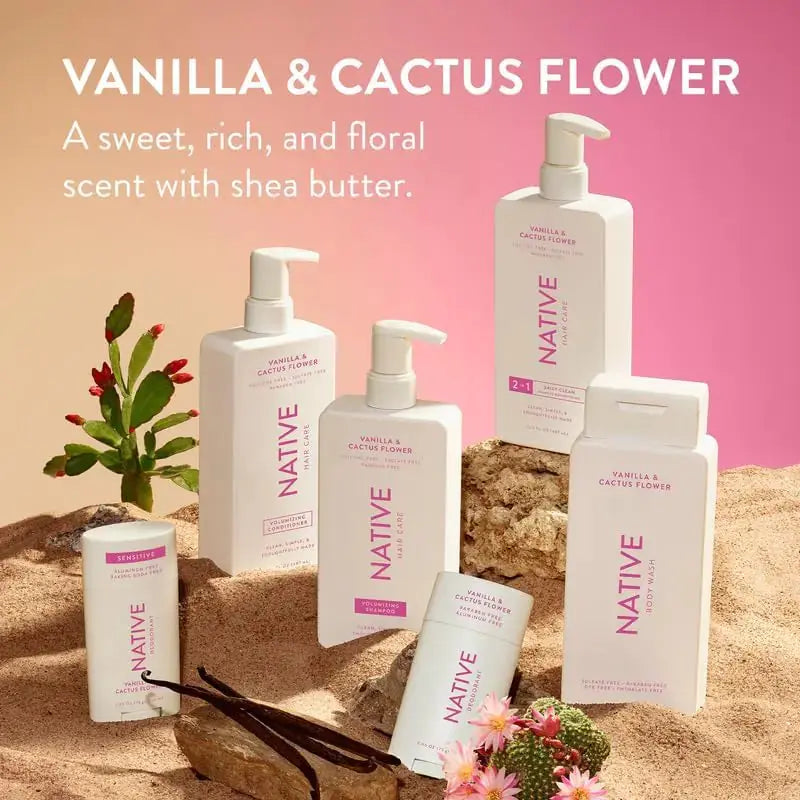 Native Vanilla & Cactus Flower Strengthening Shampoo & Conditioner Set – 16.5 fl oz