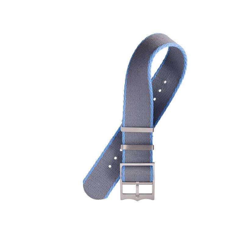 Eco-Friendly Nylon Military  Watch Strap Grey - Light Blue - Single Pass