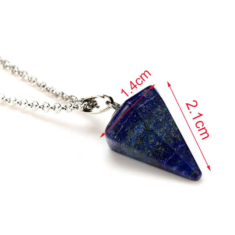 Natural Stone Pendant Necklace - Pendulum and Hexagonal Crystal Pendant
