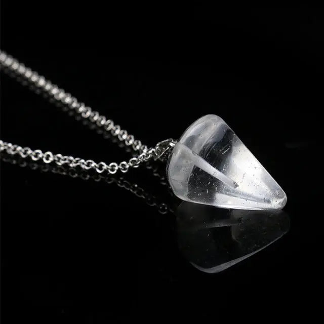 Natural Stone Pendant Necklace - Pendulum and Hexagonal Crystal Pendant