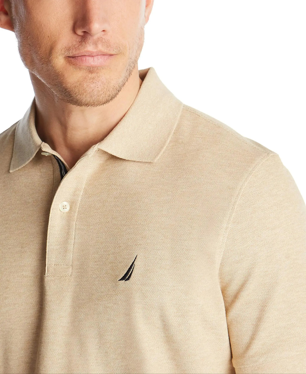 Nautica Men's Solid Deck Shirt Large Coastal Camel Heather