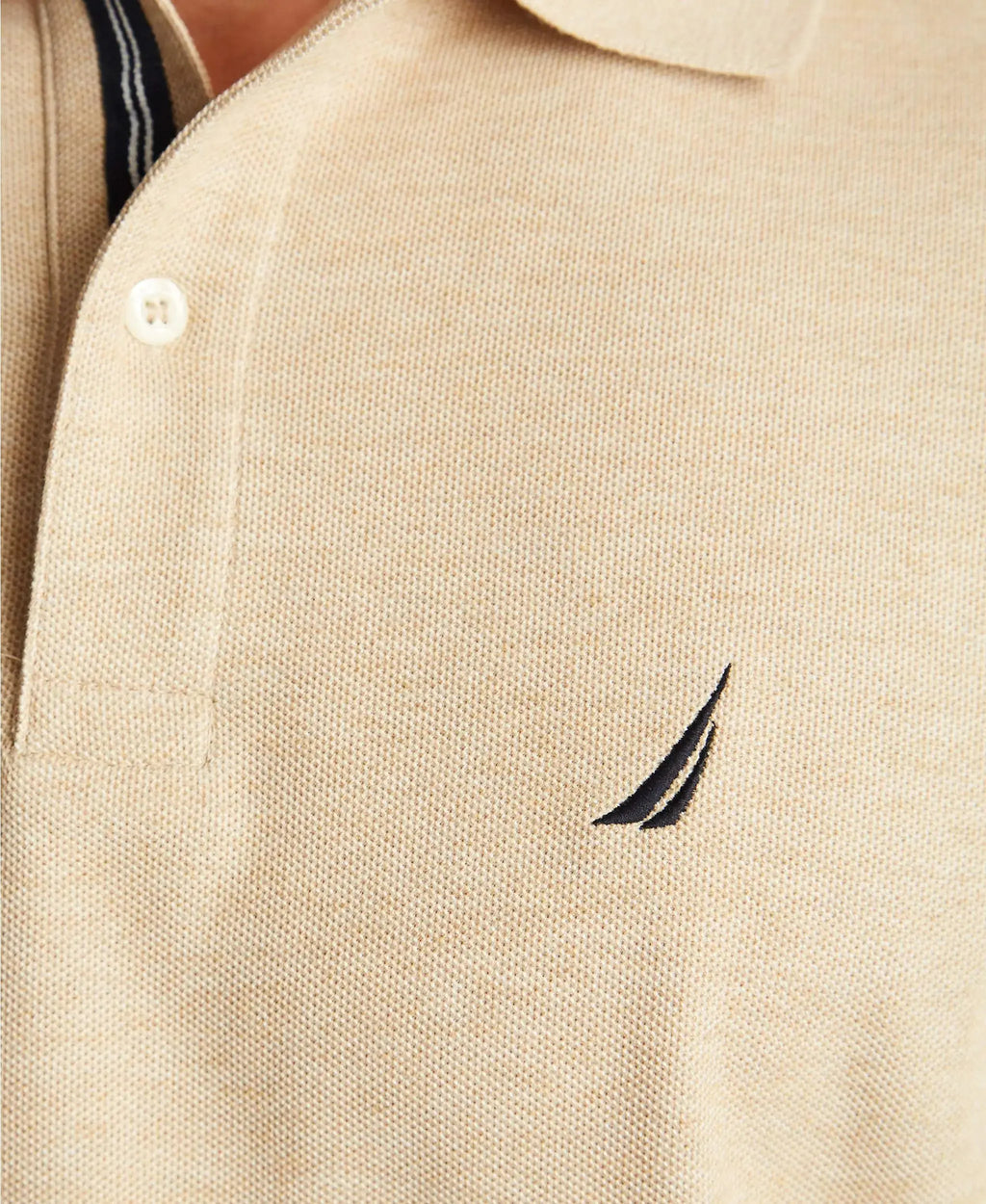 Nautica Men's Solid Deck Shirt Large Coastal Camel Heather
