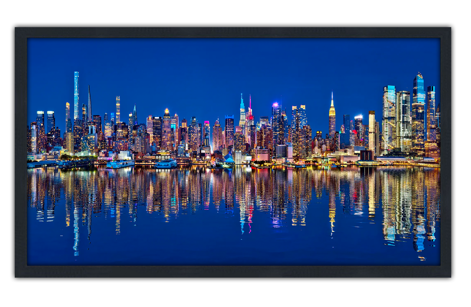 Professionally Framed New York City Skyline High-Resolution Panoramic Photo 12x22 Wall Art