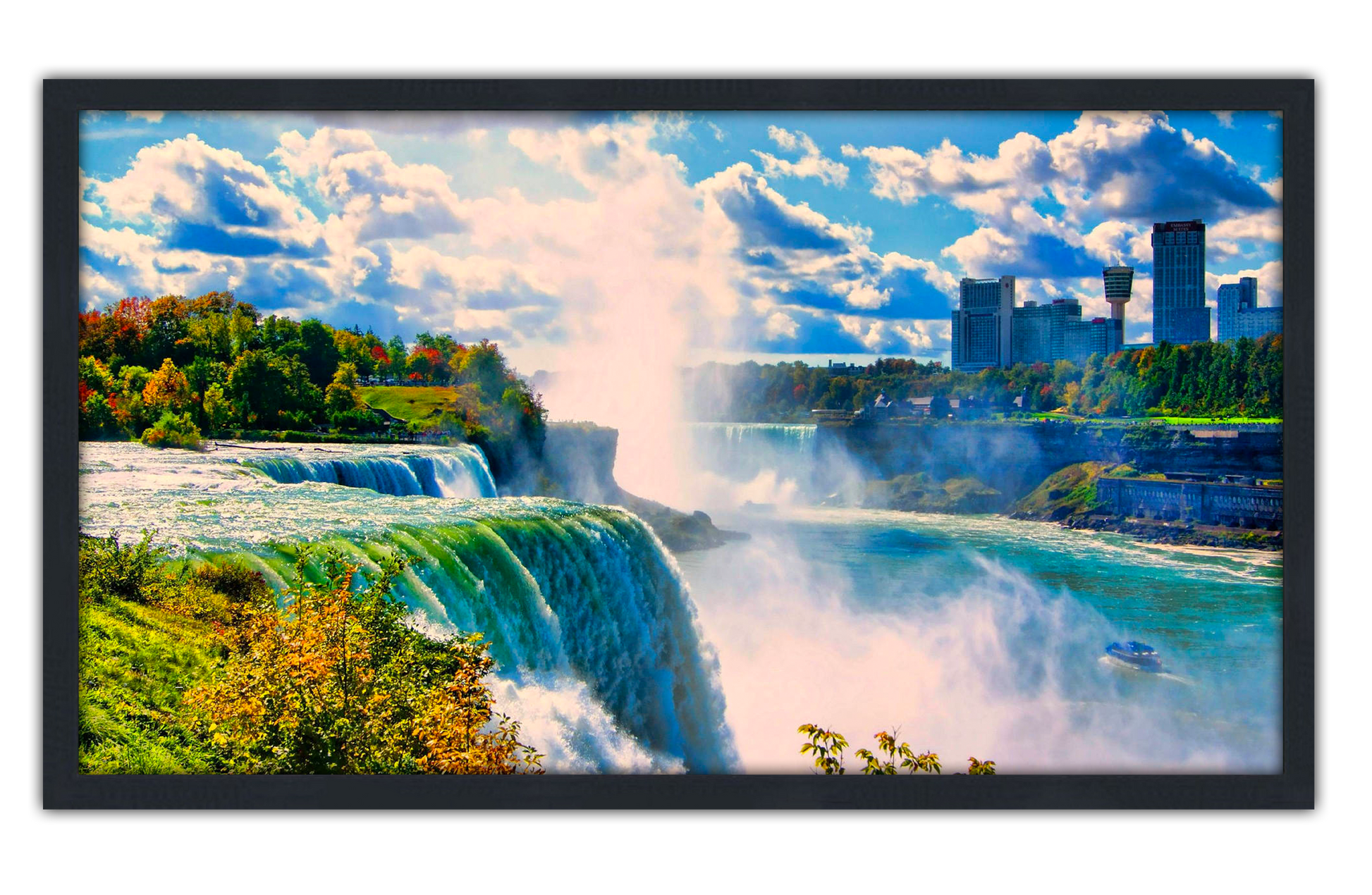 Professionally Framed Niagara Falls USA & Canada Skyline High-Resolution Panoramic Photo 12x22 Wall Art